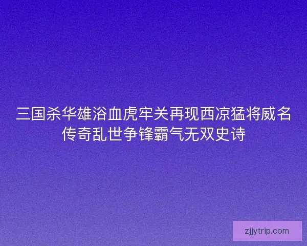 三国杀华雄浴血虎牢关再现西凉猛将威名传奇乱世争锋霸气无双史诗