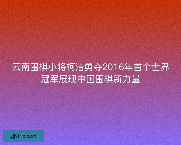 云南围棋小将柯洁勇夺2016年首个世界冠军展现中国围棋新力量